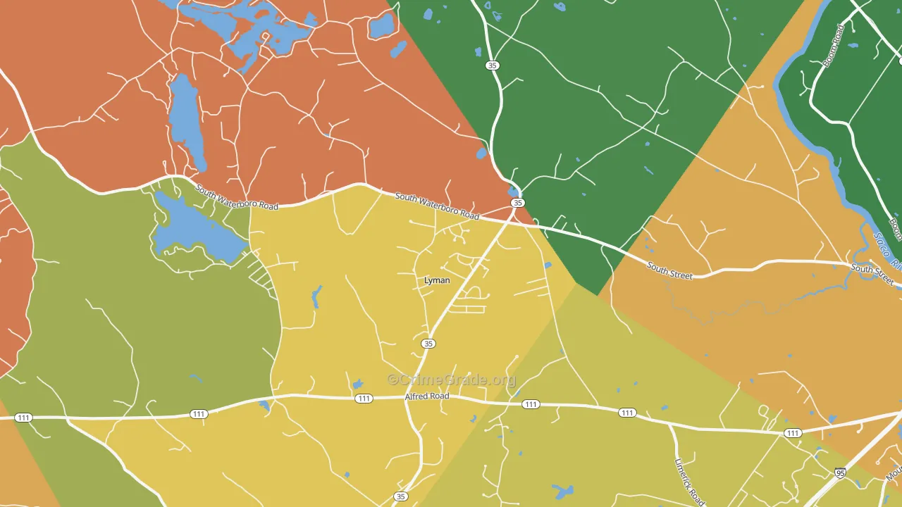 Goodwins Mills, ME Map of Robbery Rates