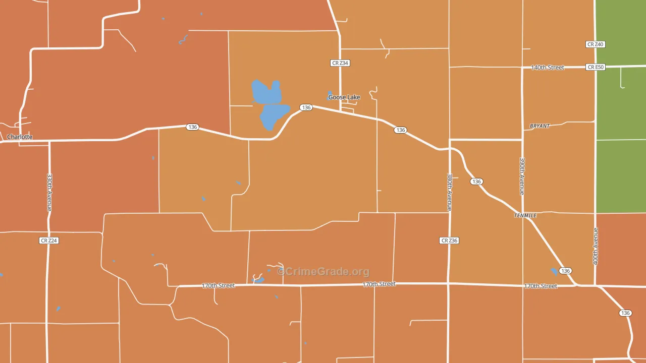 Goose Lake, IA Map of Robbery Rates