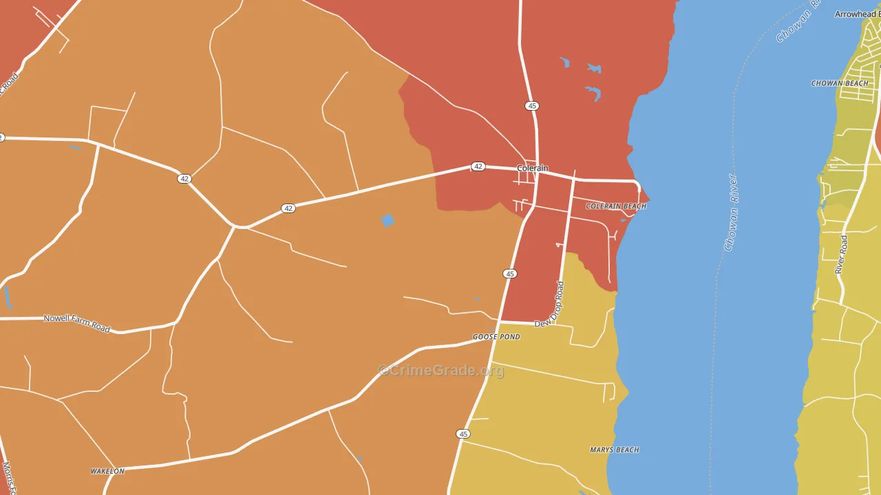 Goose Pond, NC Map of Robbery Rates