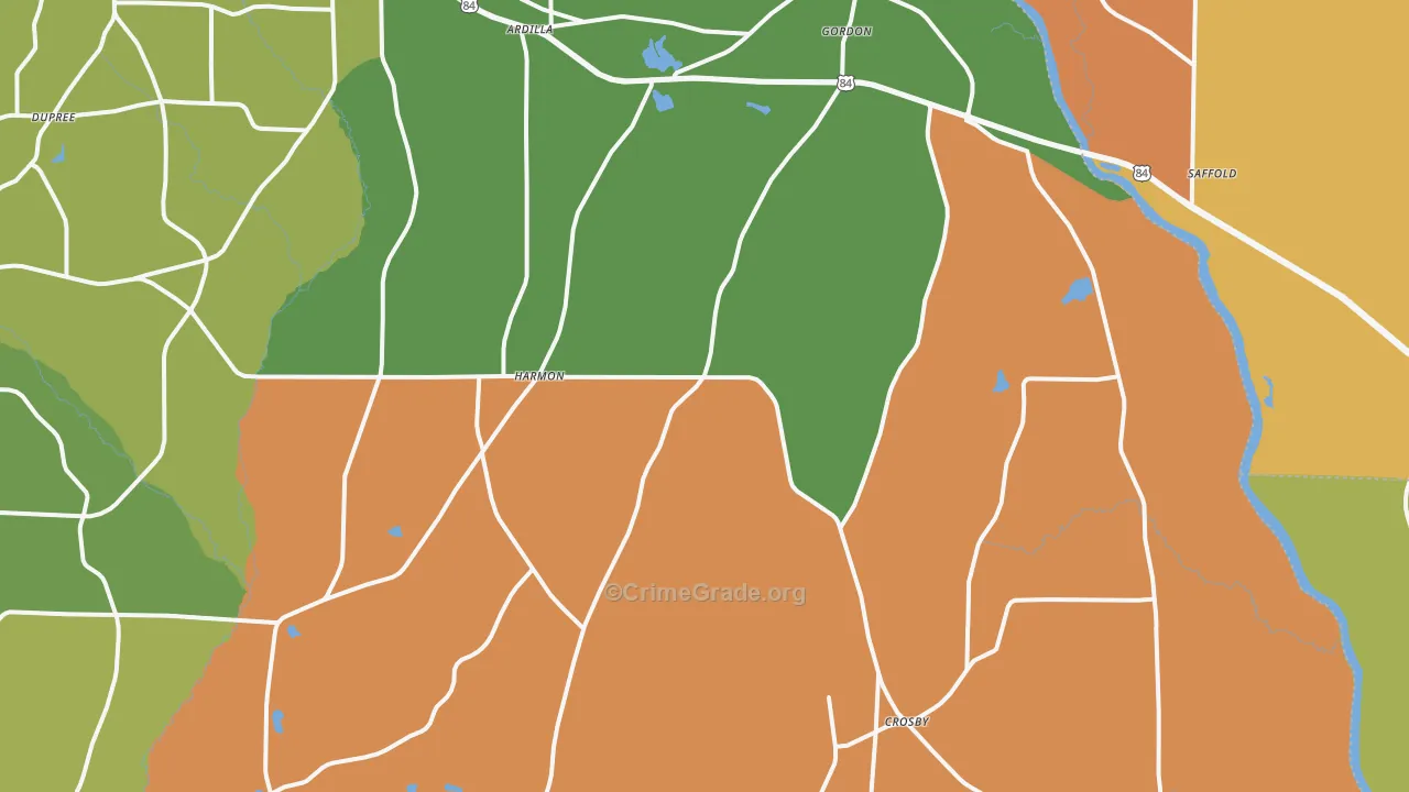 Gordon, AL Map of Robbery Rates