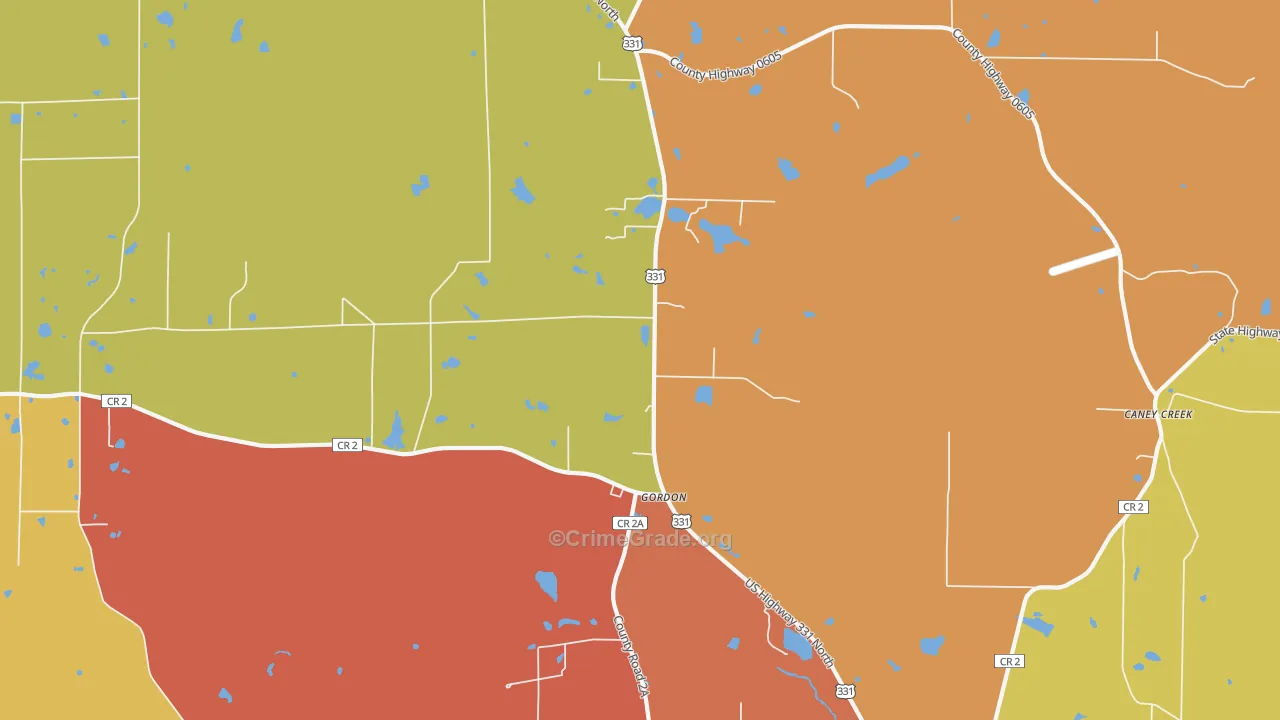 Gordon, FL Map of Robbery Rates