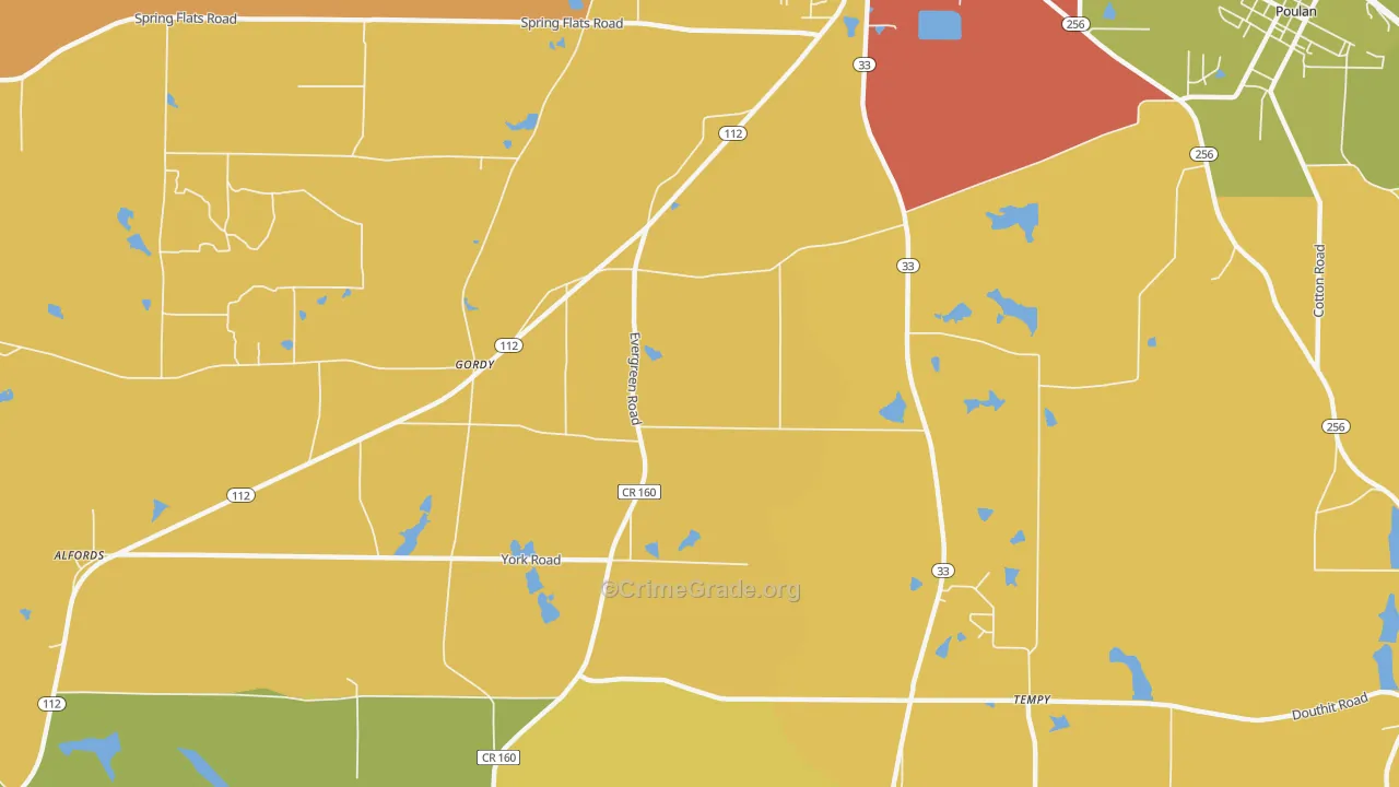 Gordy, GA Map of Robbery Rates