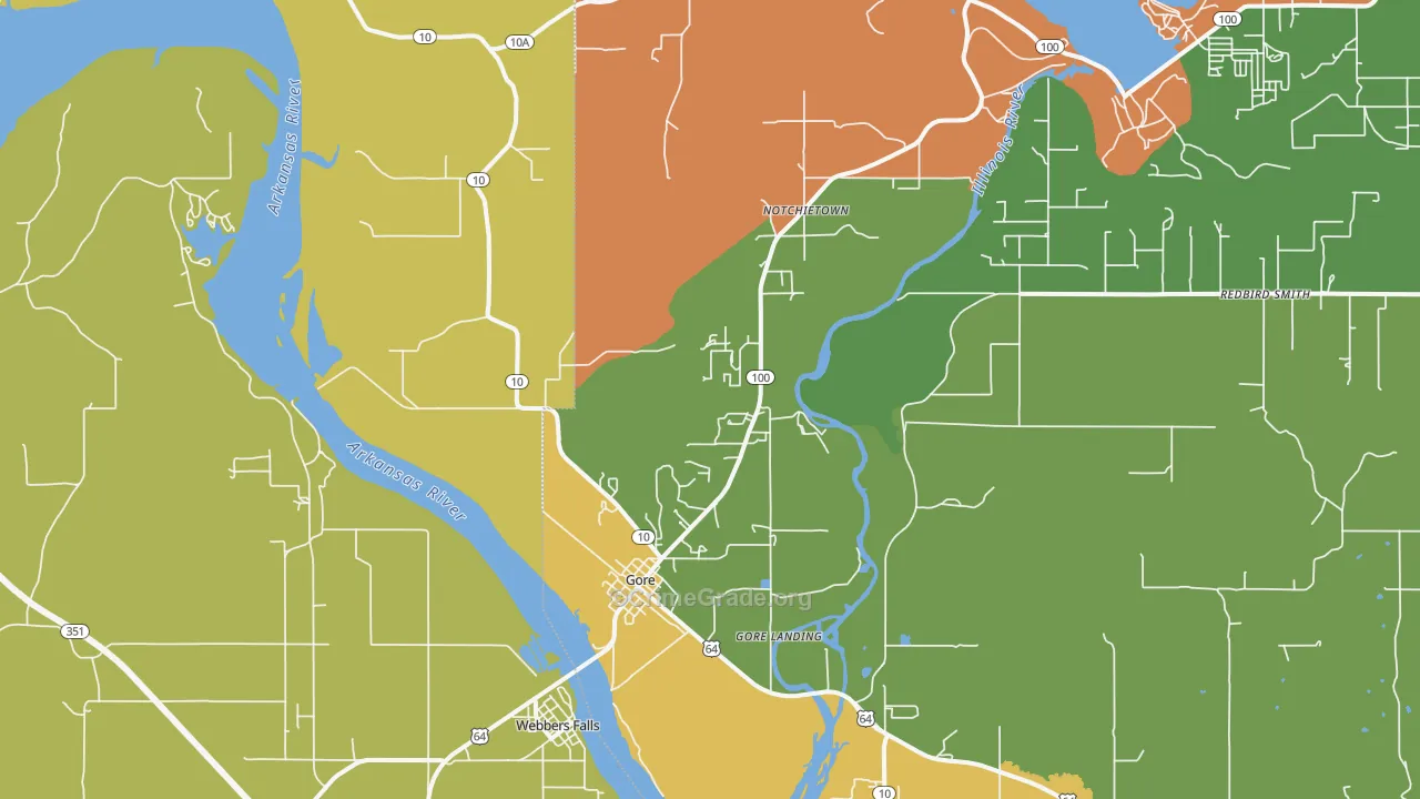 Gore, OK Map of Robbery Rates
