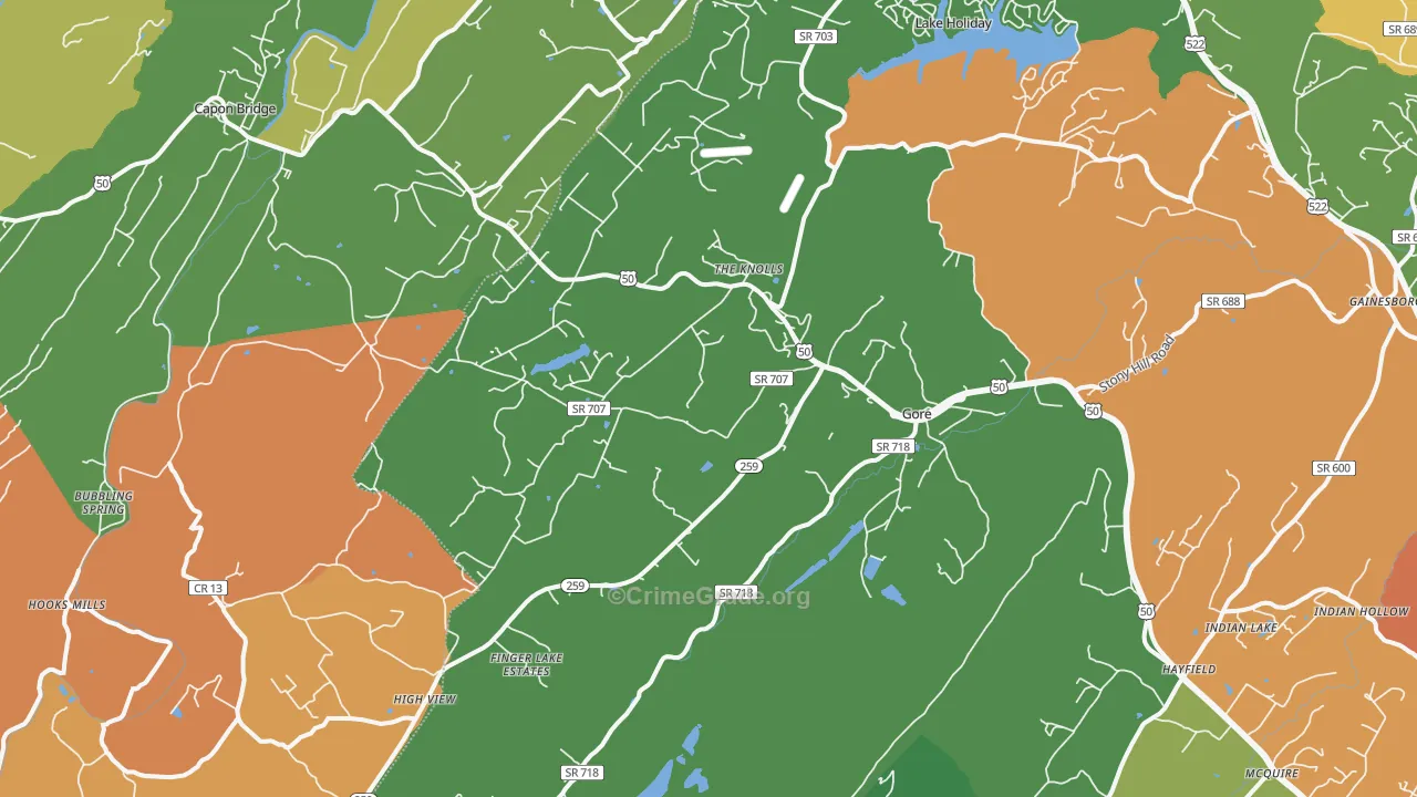 Gore, VA Map of Robbery Rates