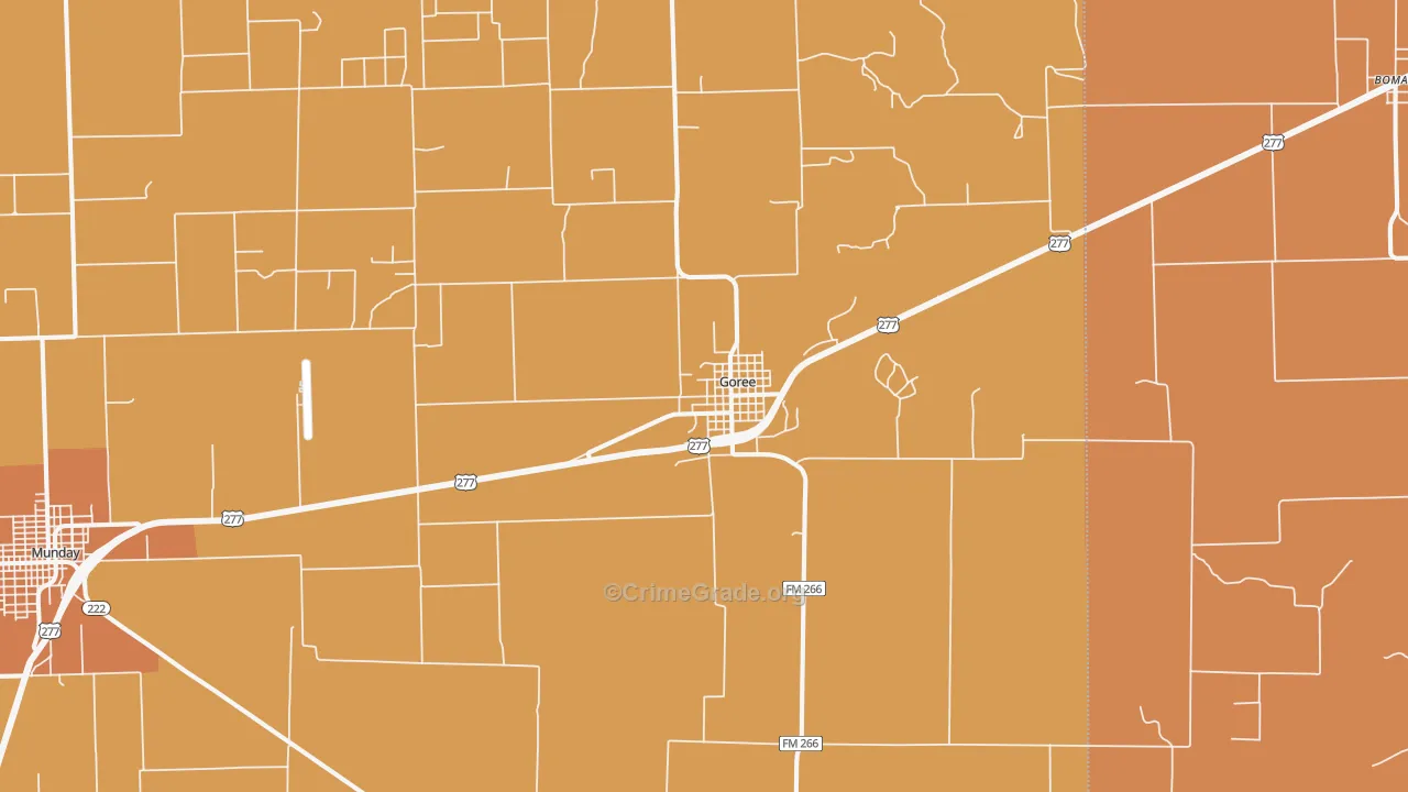 Goree, TX Map of Robbery Rates