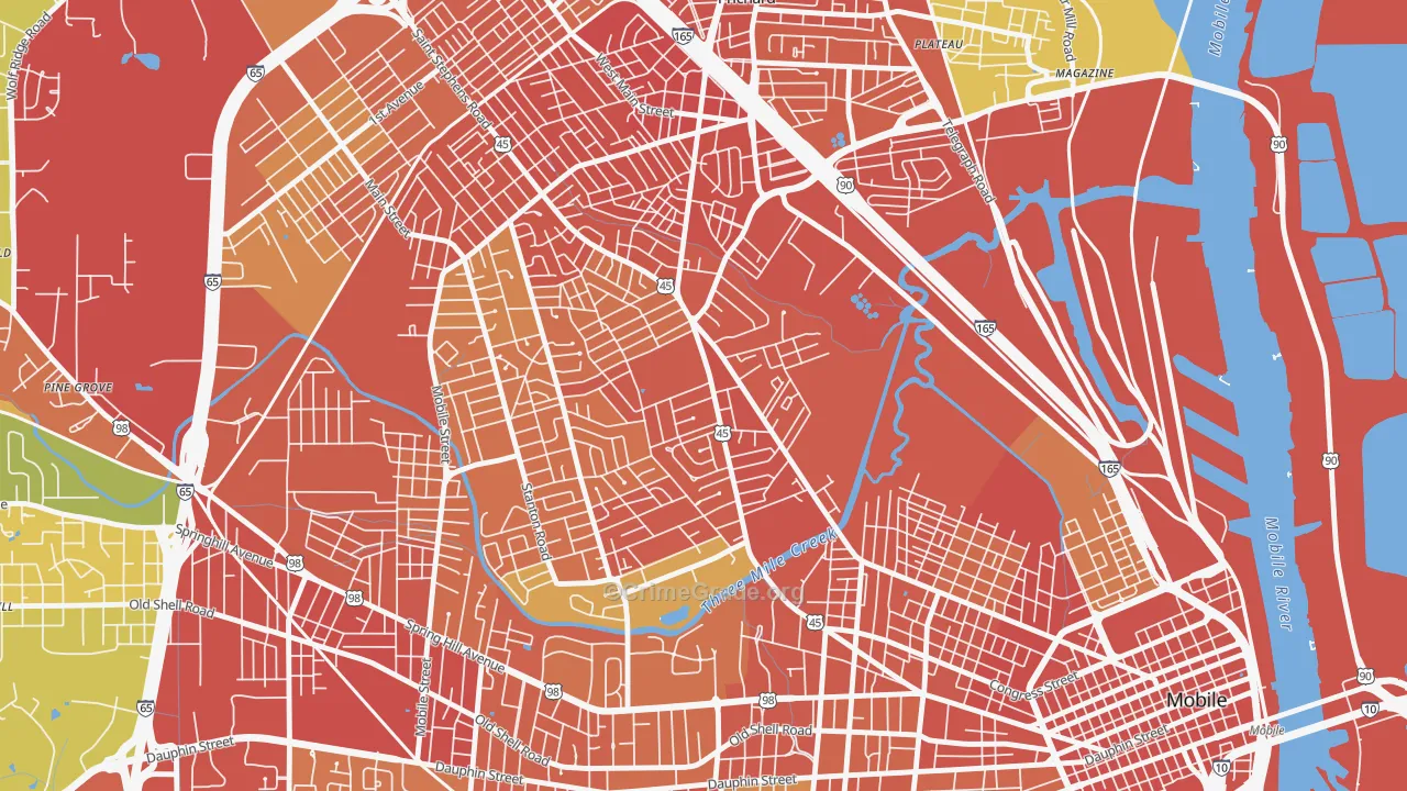 Gorgas, Mobile, AL Map of Robbery Rates