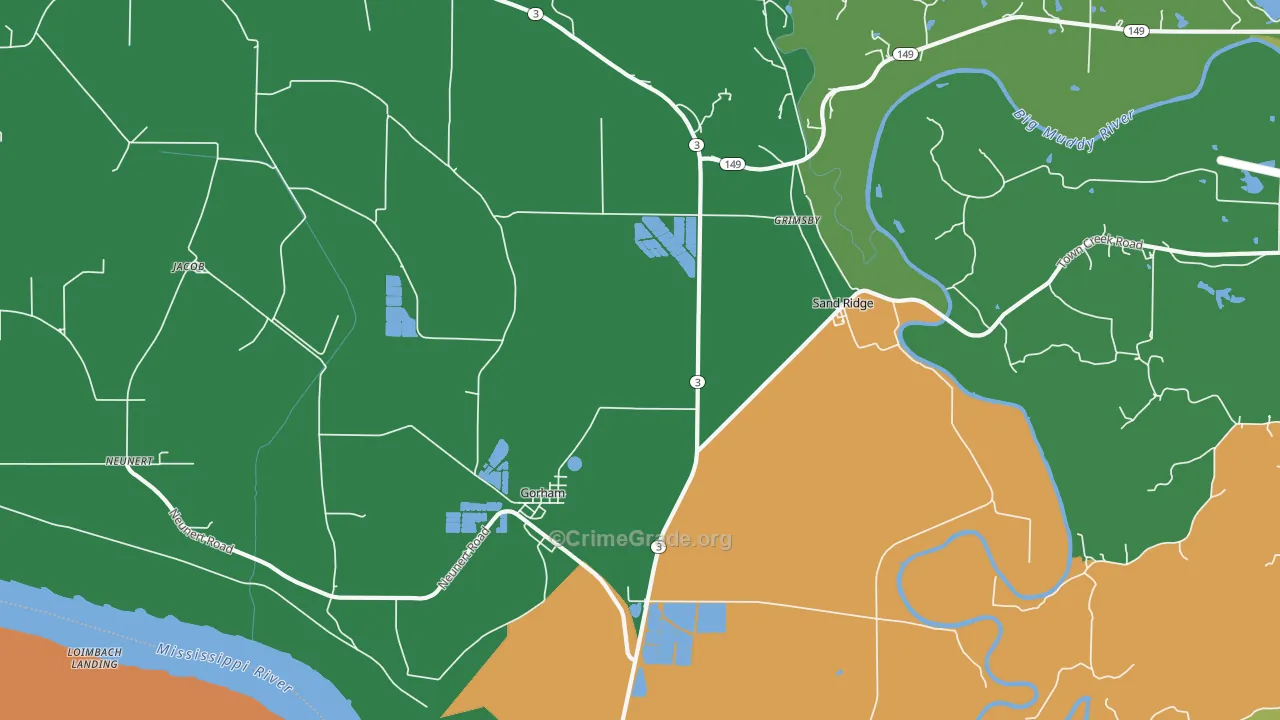 Gorham, IL Map of Robbery Rates