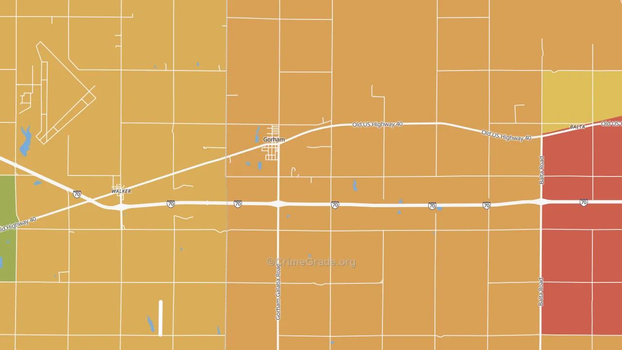 Gorham, KS Map of Robbery Rates