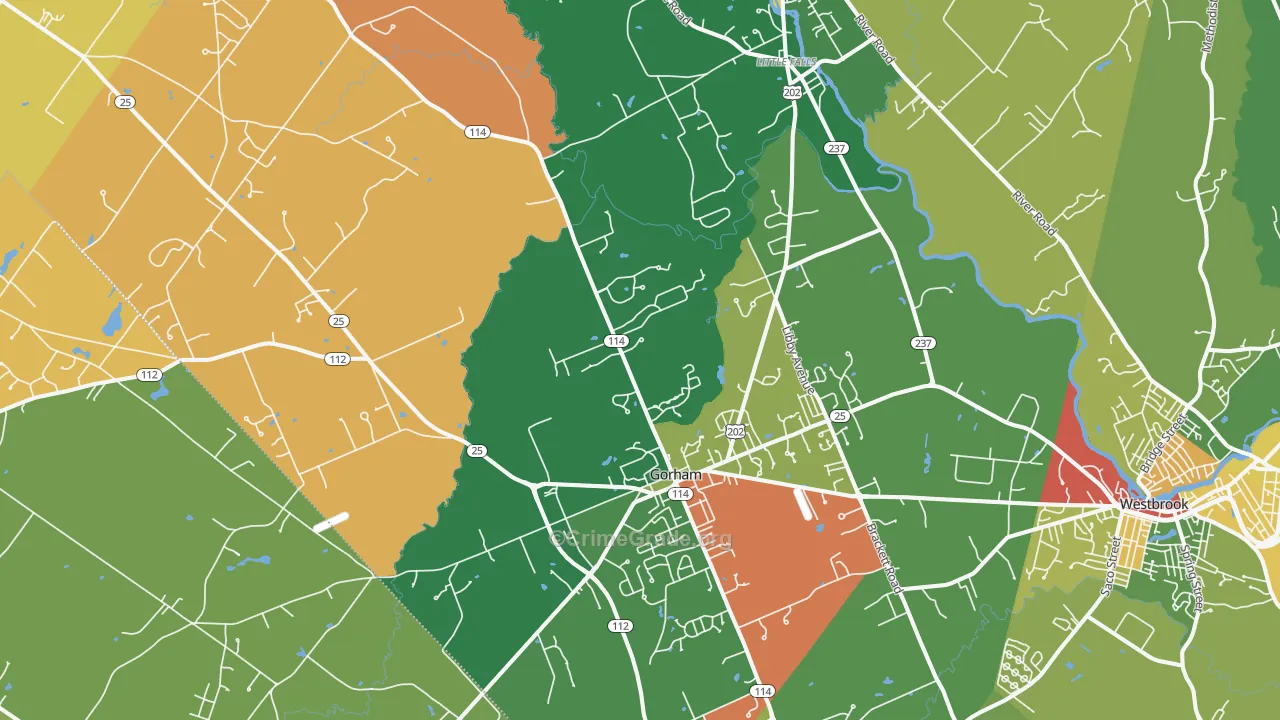Gorham, ME Map of Robbery Rates
