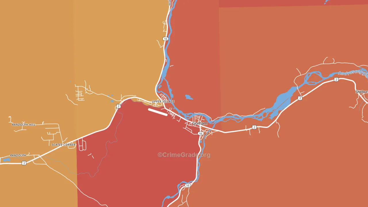 Gorham, NH Map of Robbery Rates