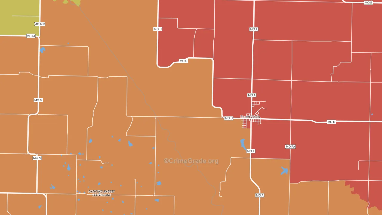 Gorin, MO Map of Robbery Rates