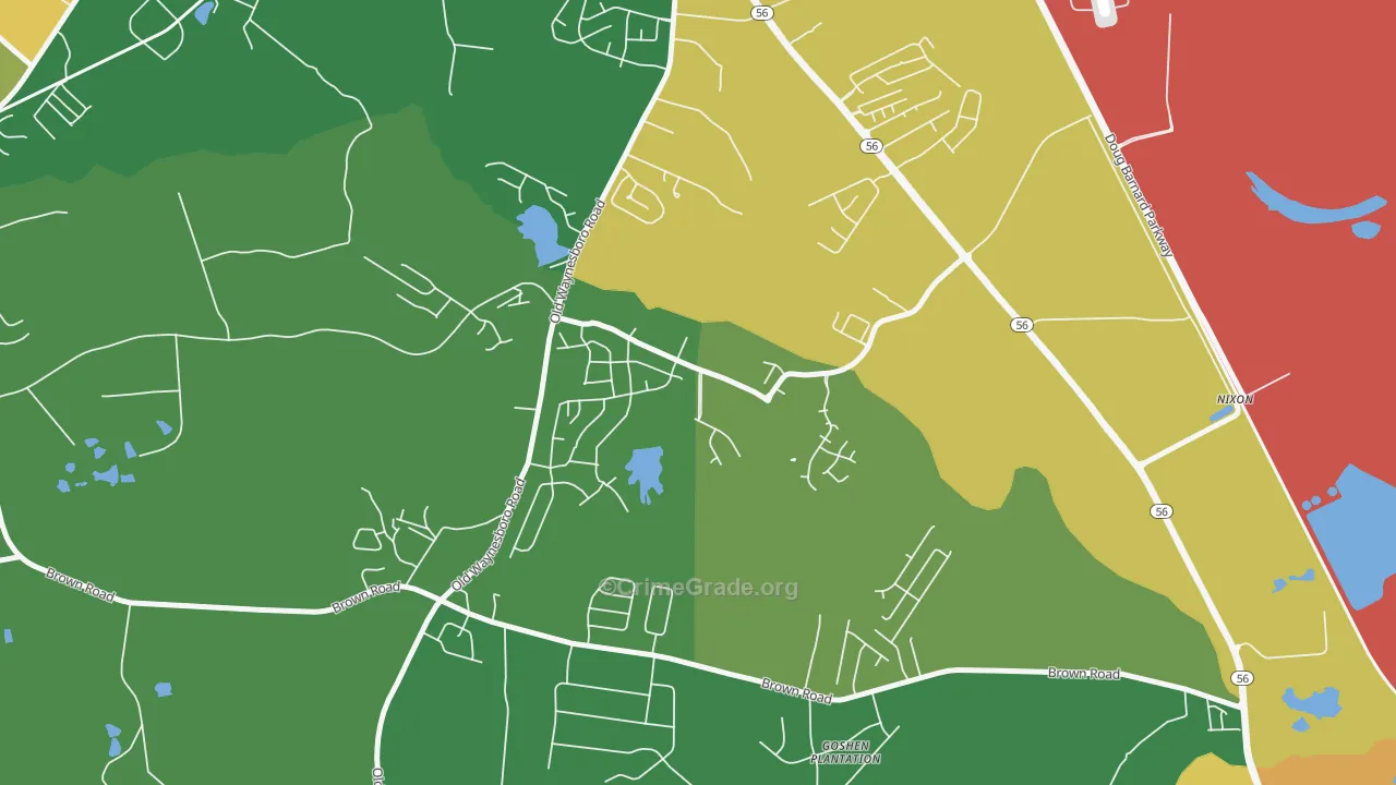Goshen, Augusta, GA Map of Robbery Rates