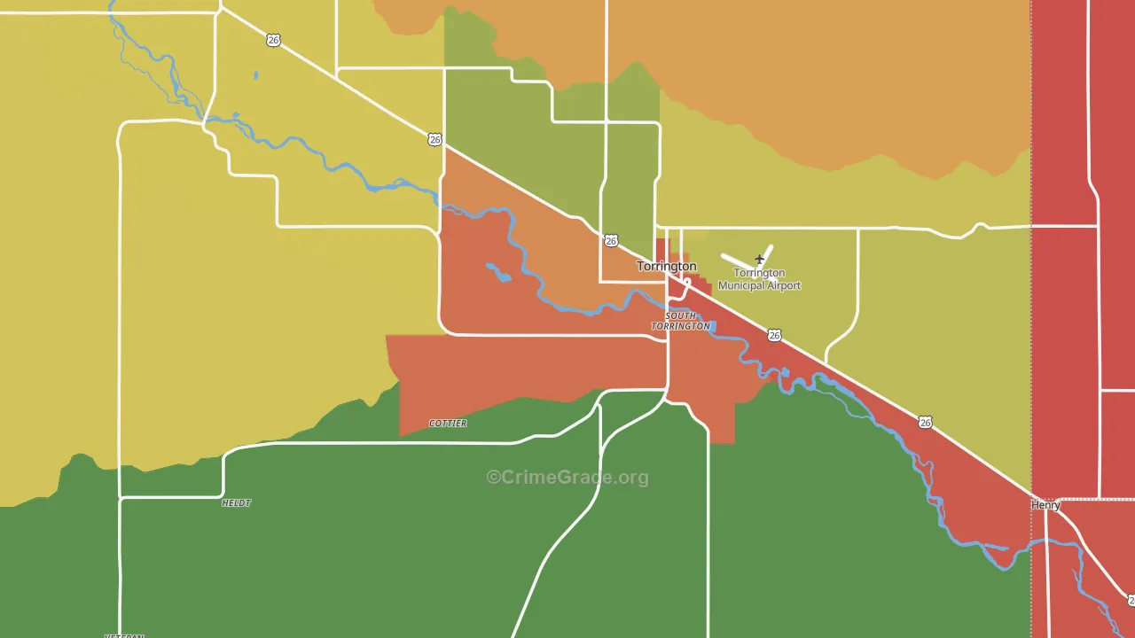Goshen County, WY Map of Robbery Rates