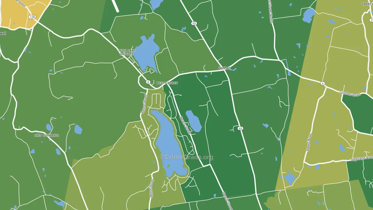 Goshen, CT Map of Robbery Rates