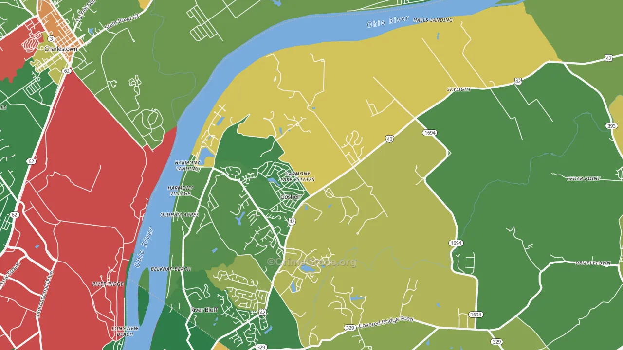 Goshen, KY Map of Robbery Rates