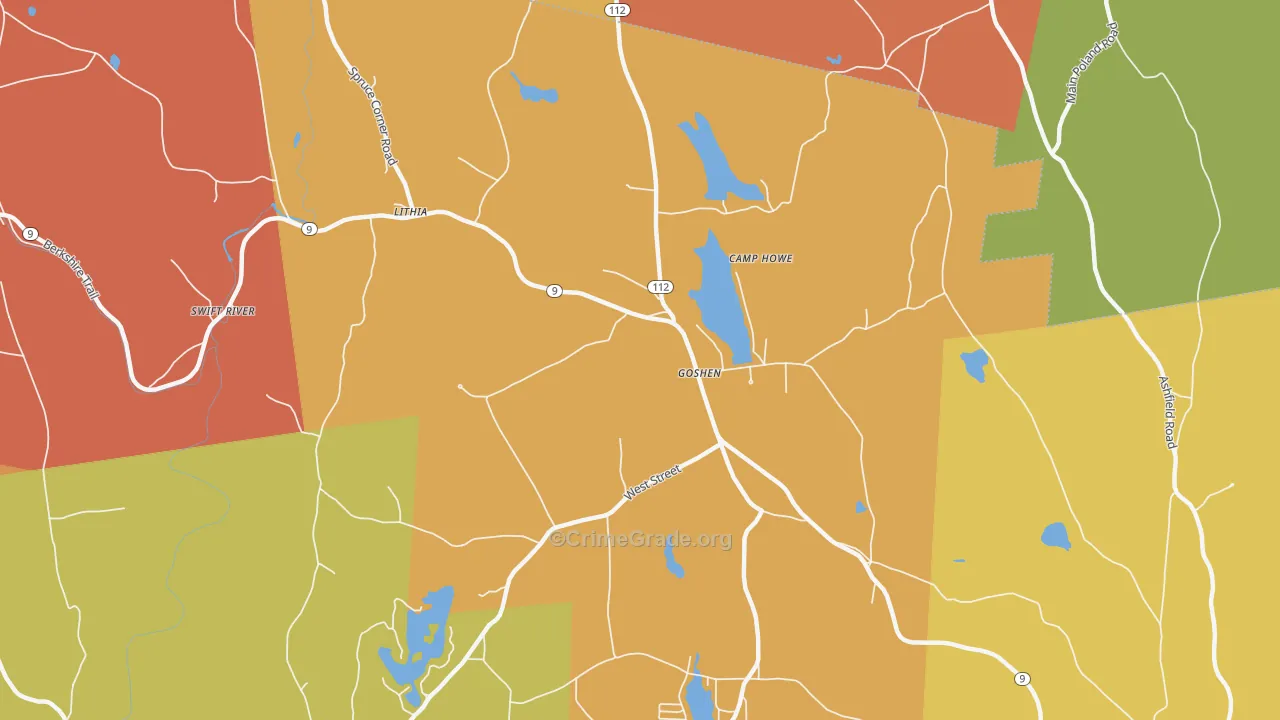 Goshen, MA Map of Robbery Rates
