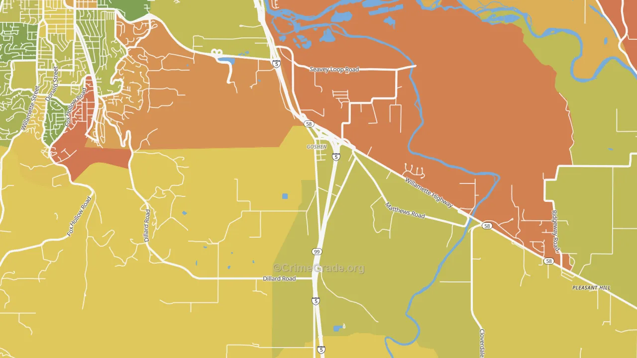 Goshen, OR Map of Robbery Rates