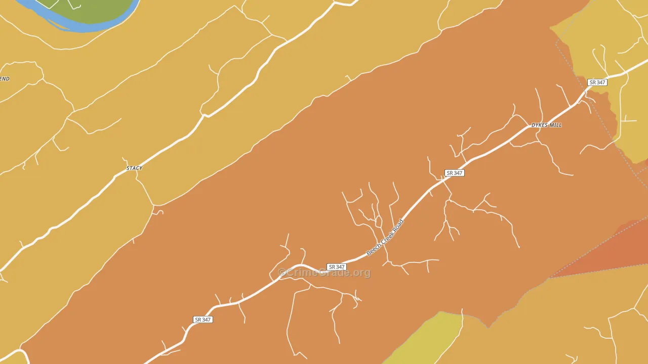 Goshen, TN Map of Robbery Rates