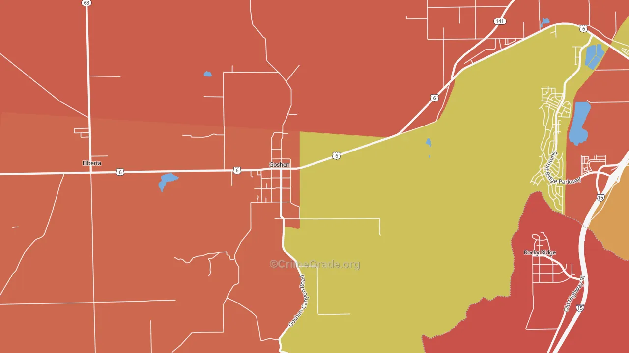 Goshen, UT Map of Robbery Rates