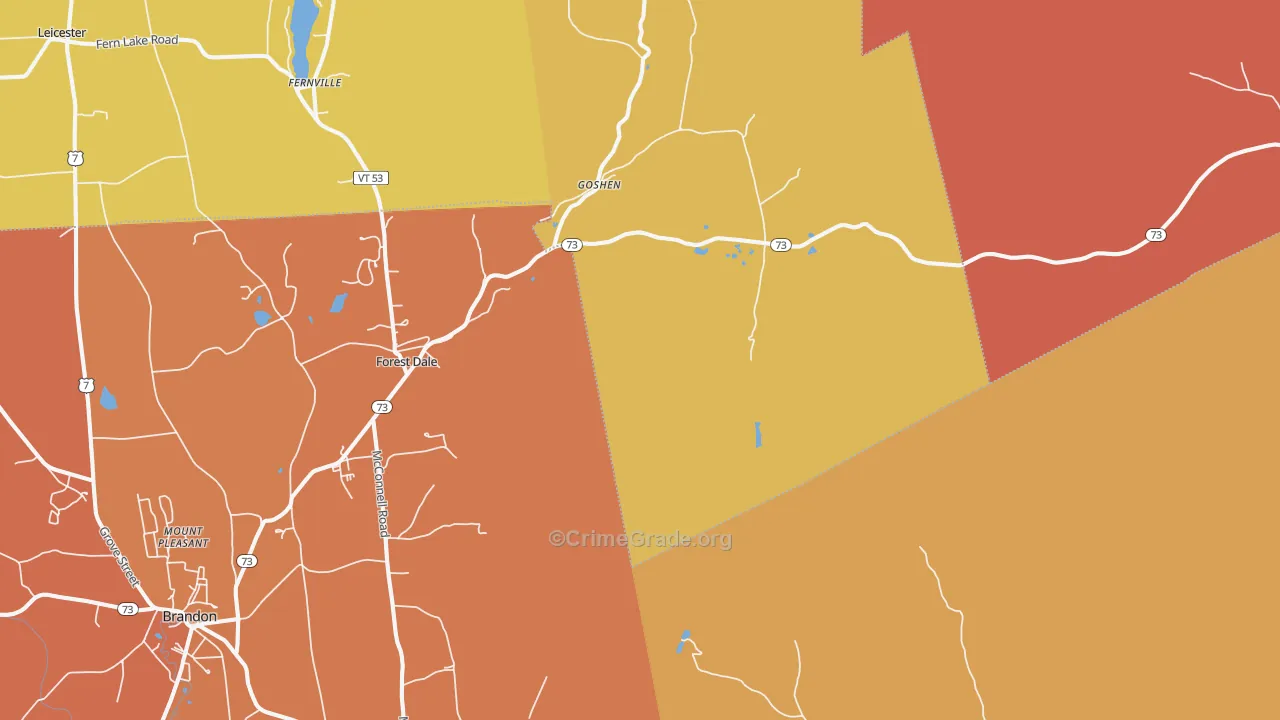 Goshen, VT Map of Robbery Rates
