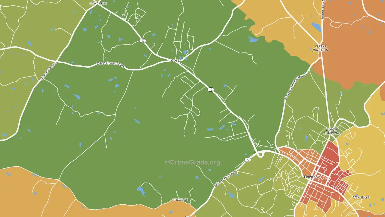 Goss, GA Map of Robbery Rates