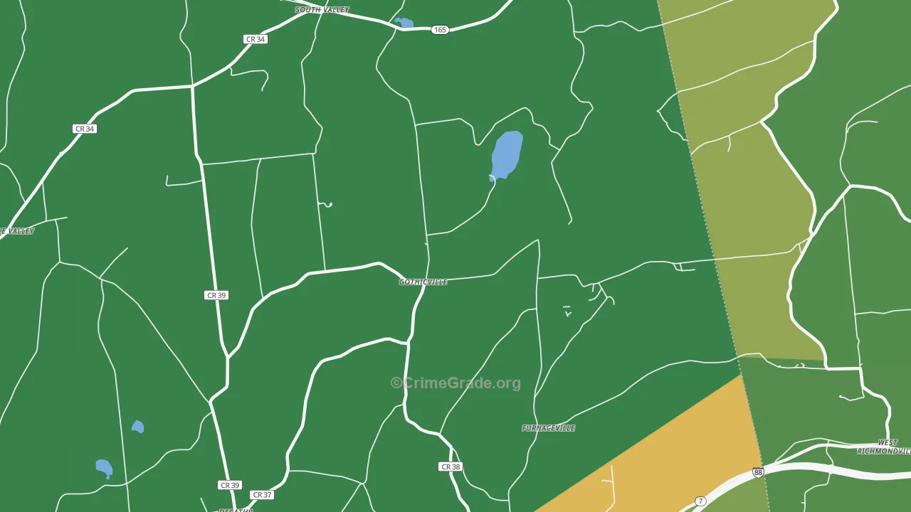 Gothicville, NY Map of Robbery Rates