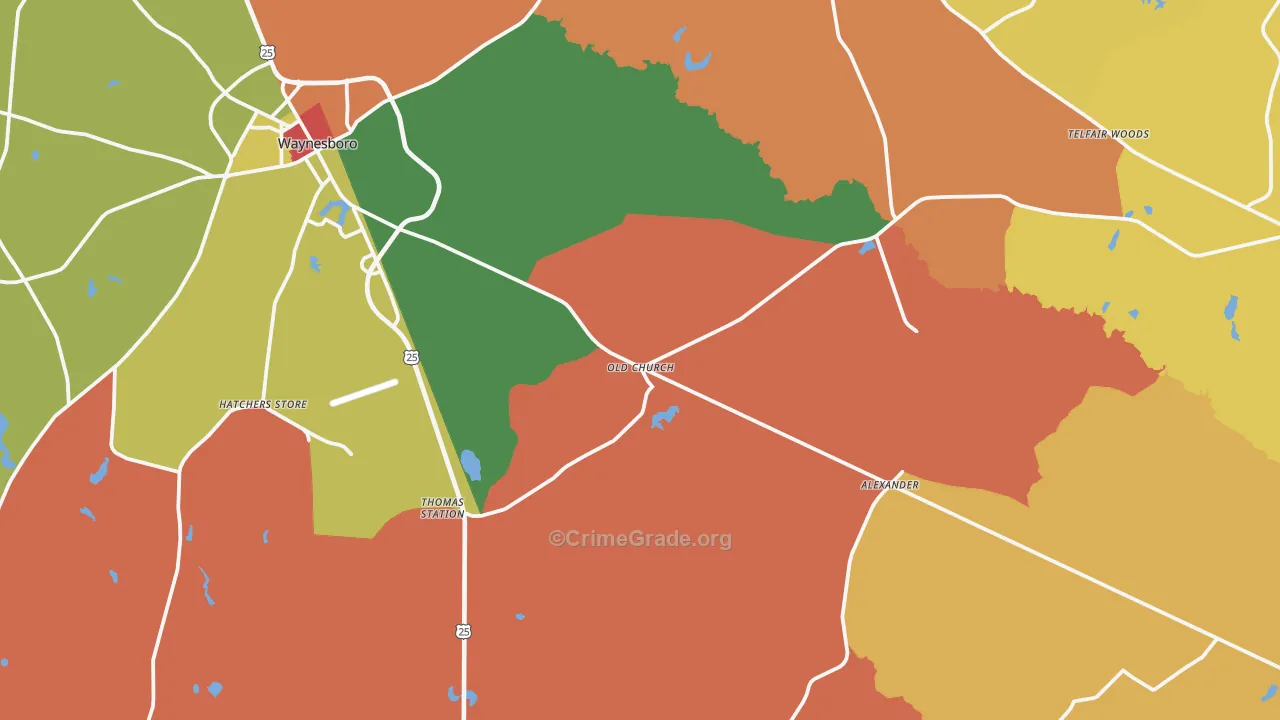 Gough, GA Map of Robbery Rates