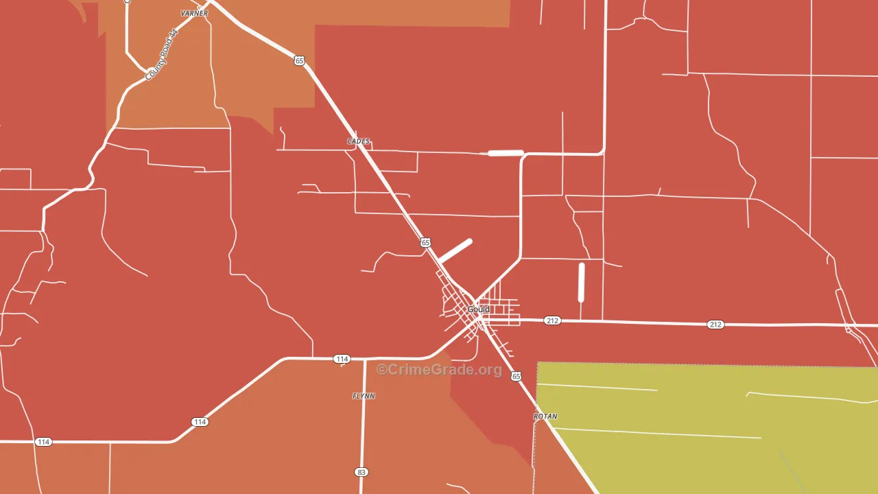 Gould, AR Map of Robbery Rates