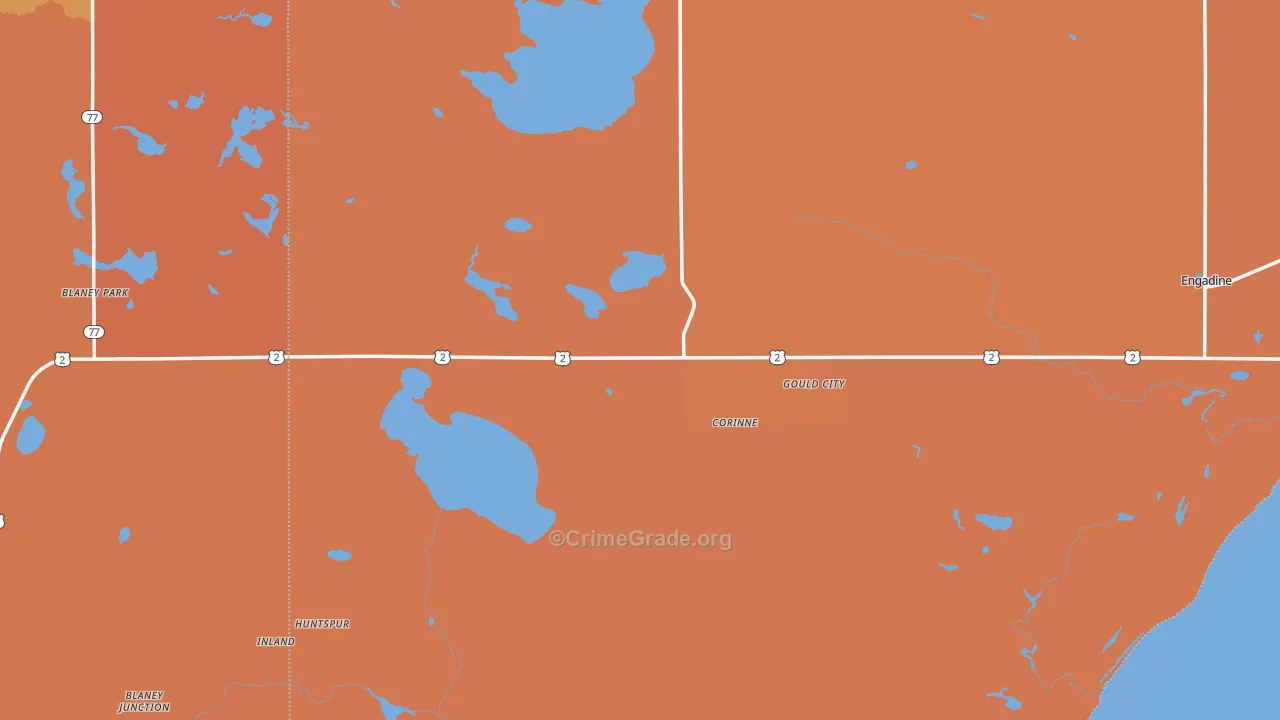 Gould City, MI Map of Robbery Rates