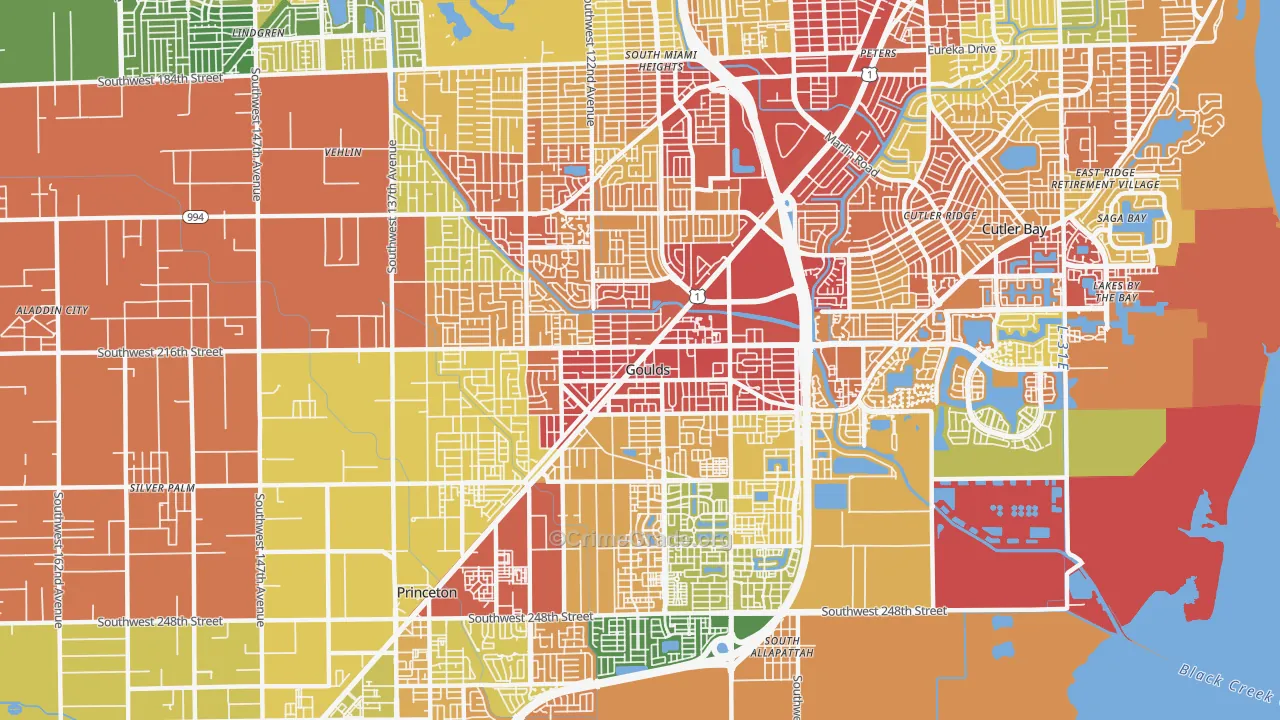 Goulds, FL Map of Robbery Rates