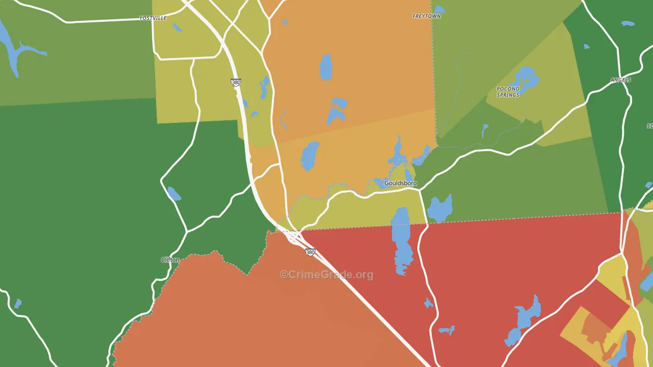 Gouldsboro, PA Map of Robbery Rates
