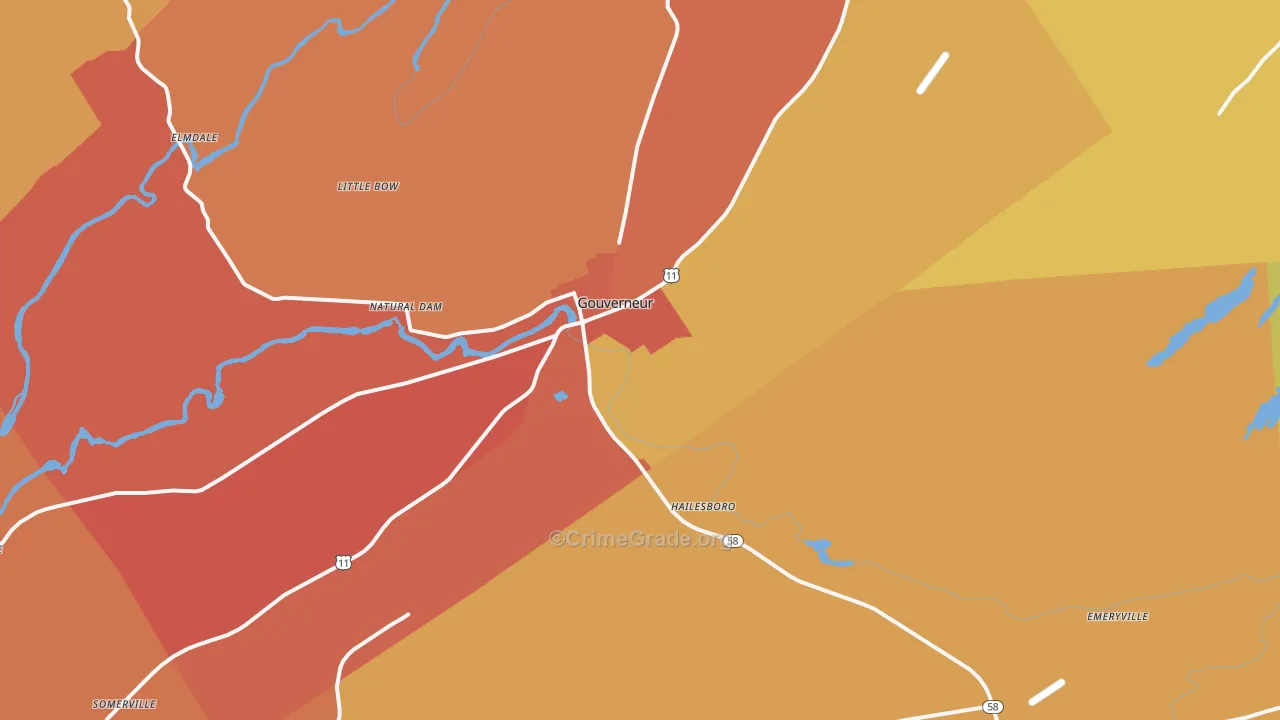 Gouverneur, NY Map of Robbery Rates