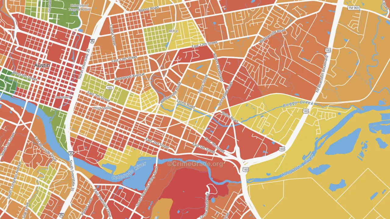 Govalle, Austin, TX Map of Robbery Rates