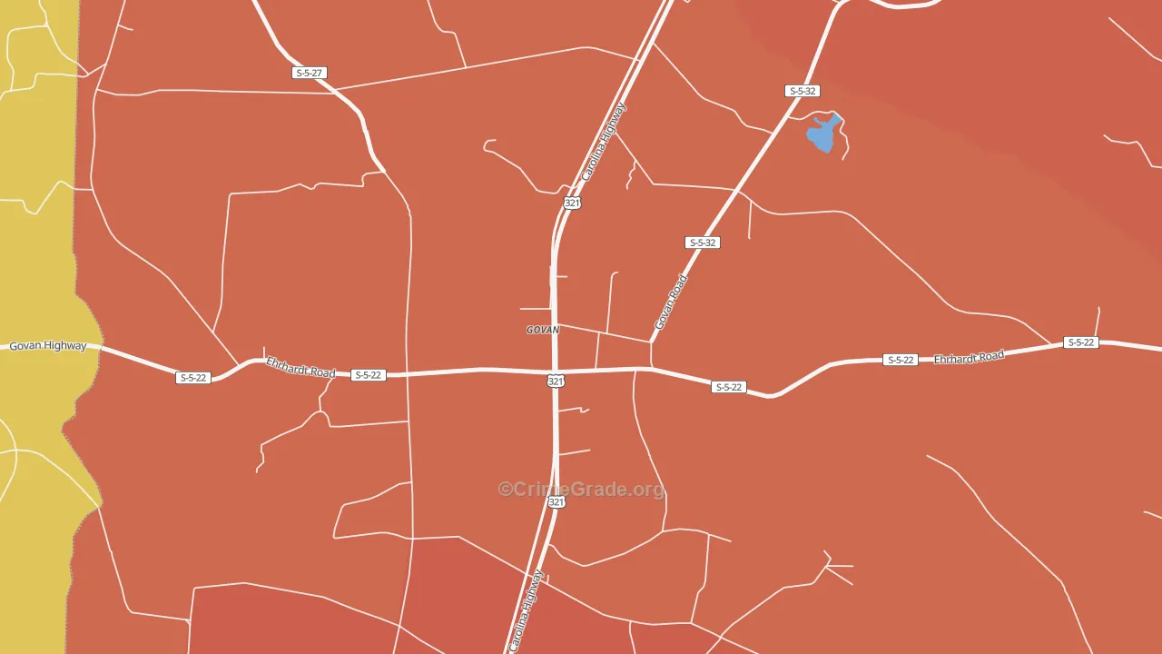 Govan, SC Map of Robbery Rates