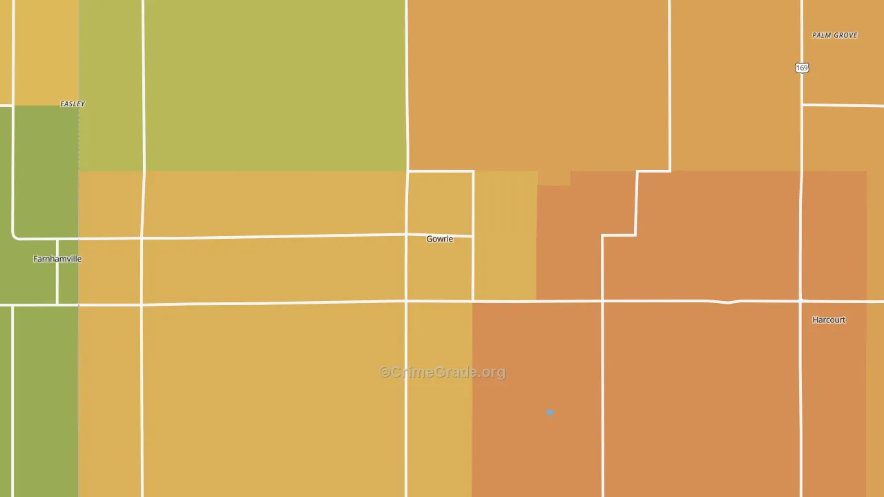 Gowrie, IA Map of Robbery Rates