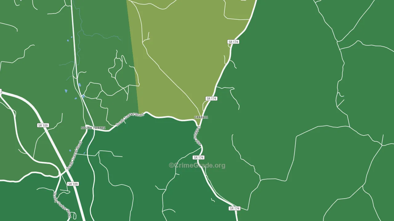 Graball, TN Map of Robbery Rates