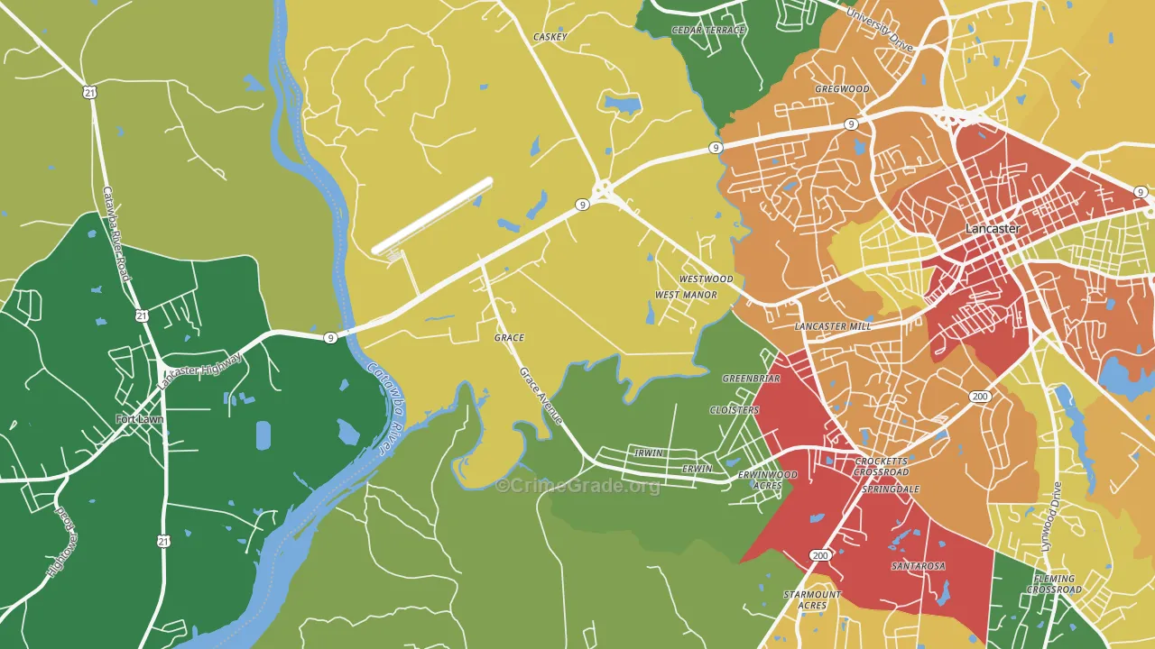 Grace, SC Map of Robbery Rates