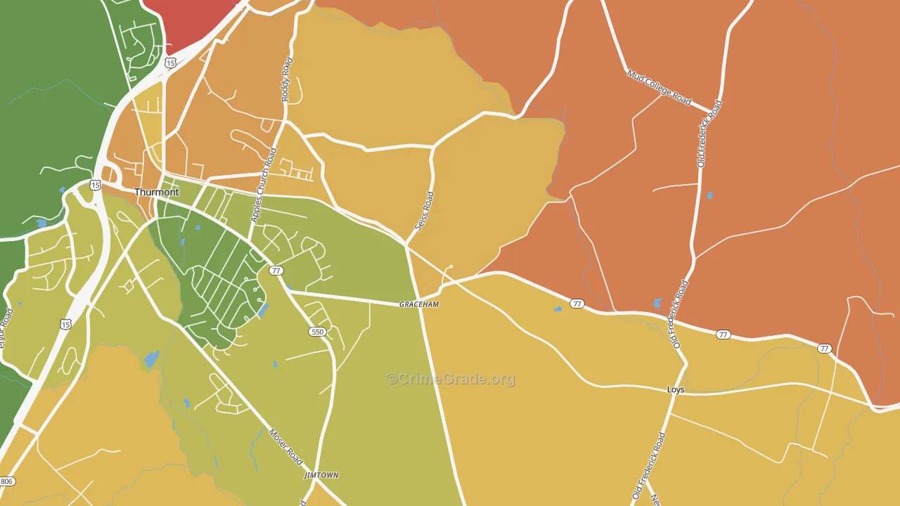 Graceham, MD Map of Robbery Rates