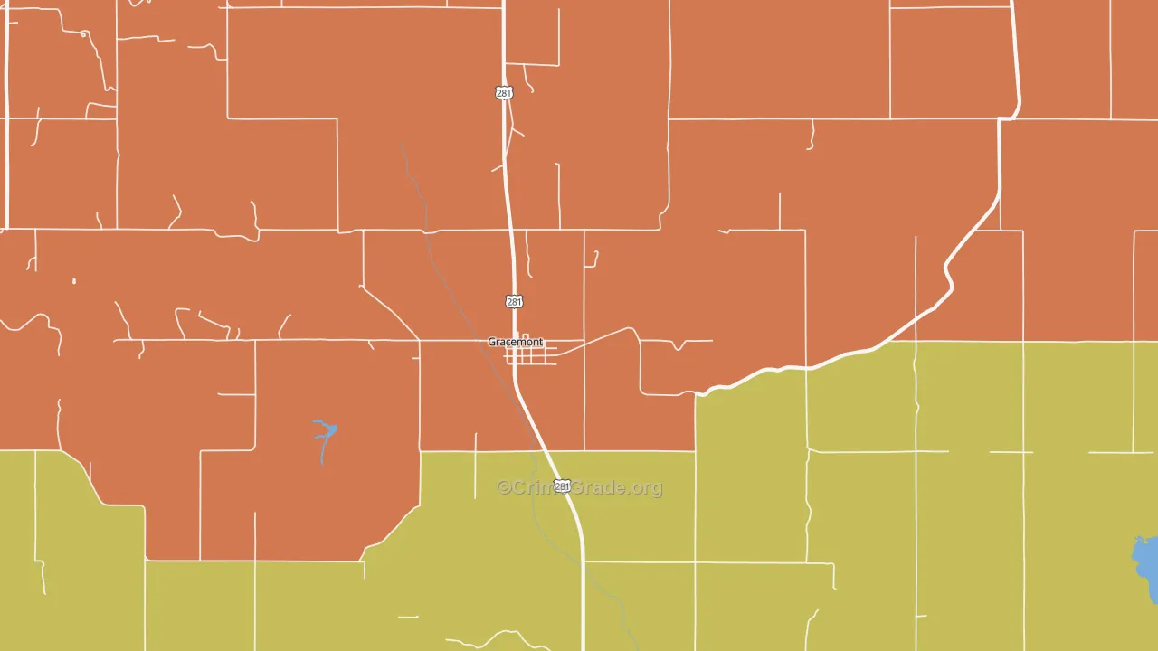 Gracemont, OK Map of Robbery Rates