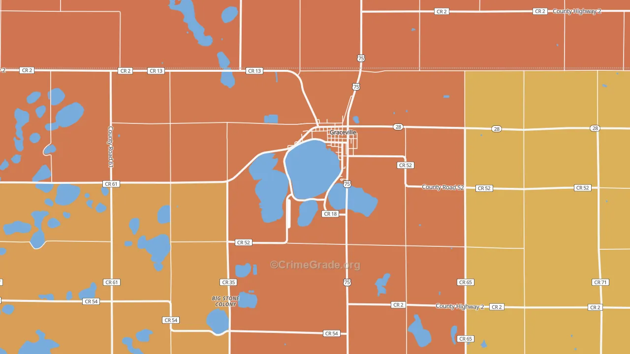 Graceville, MN Map of Robbery Rates