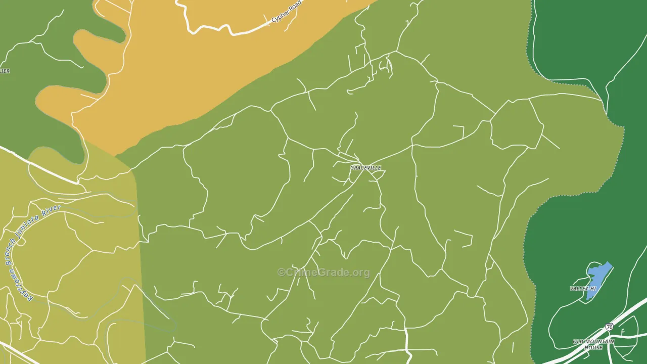 Graceville, PA Map of Robbery Rates