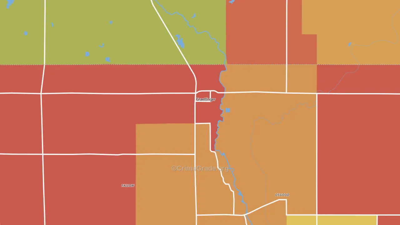 Graettinger, IA Map of Robbery Rates