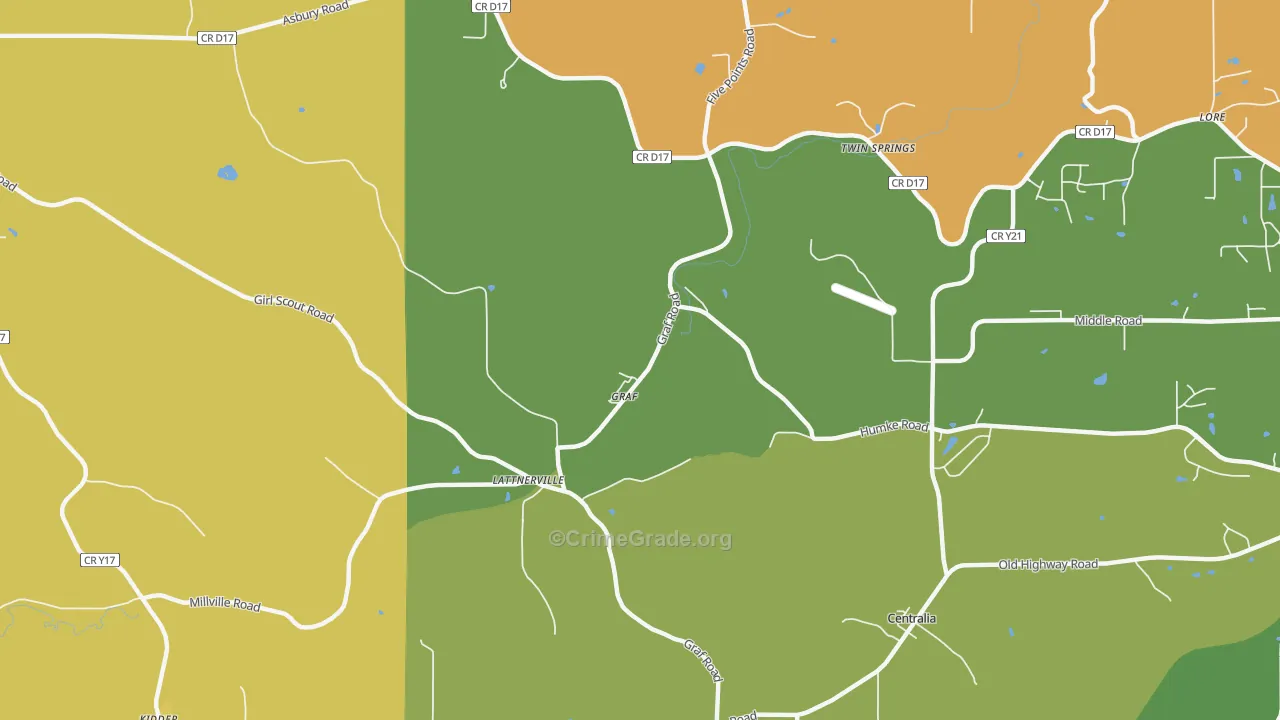 Graf, IA Map of Robbery Rates
