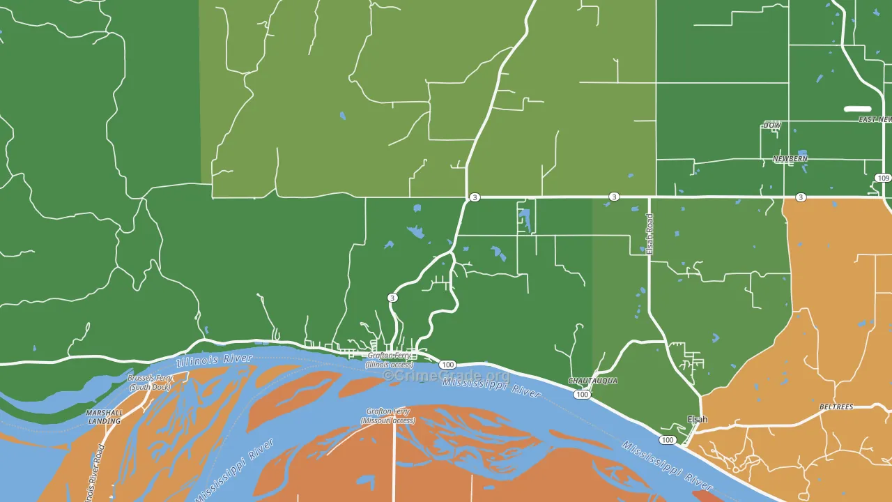 Grafton, IL Map of Robbery Rates