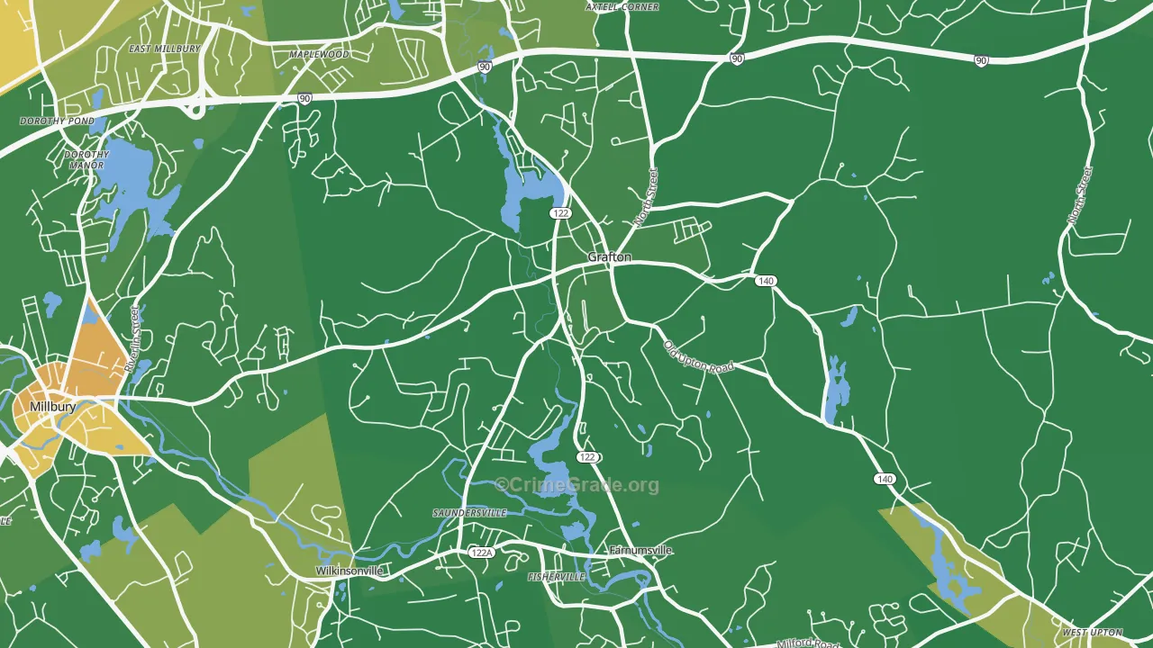 Grafton, MA Map of Robbery Rates