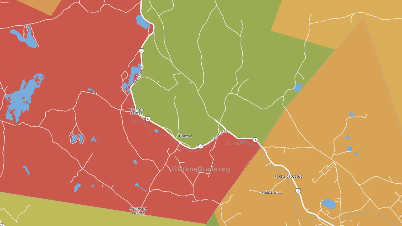 Grafton, NH Map of Robbery Rates