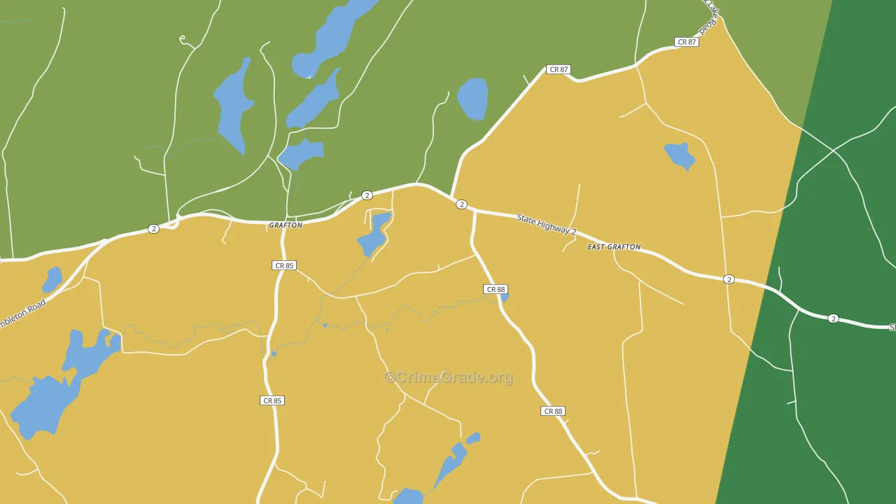 Grafton, NY Map of Robbery Rates