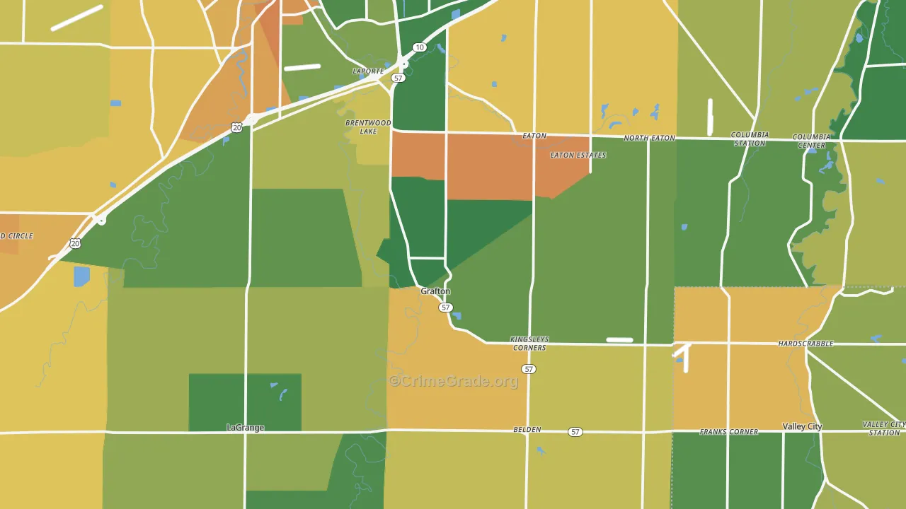 Grafton, OH Map of Robbery Rates