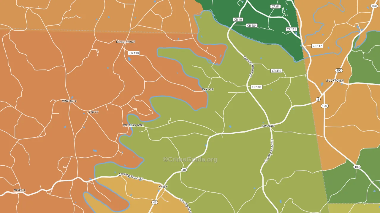 Graham, AL Map of Robbery Rates