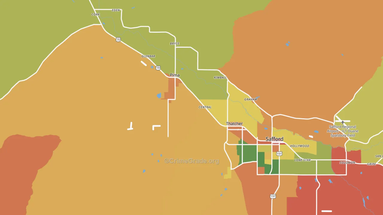 Graham County, AZ Map of Robbery Rates